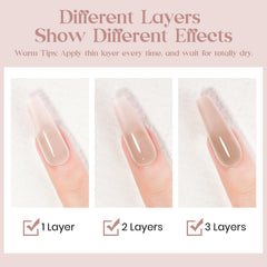 MIZHSE nail swatch on hands showing nude shade and natural elegant benefit