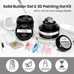 MIZHSE open jars revealing solid builder and 3D painting gel texture for easy shaping