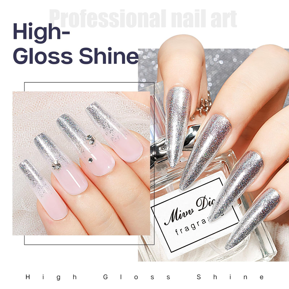 MIZHSE macro texture of glitter polish highlighting dense shimmer benefit