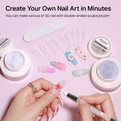 MIZHSE white gel sculpted flower sample highlighting detailed 3D design benefit