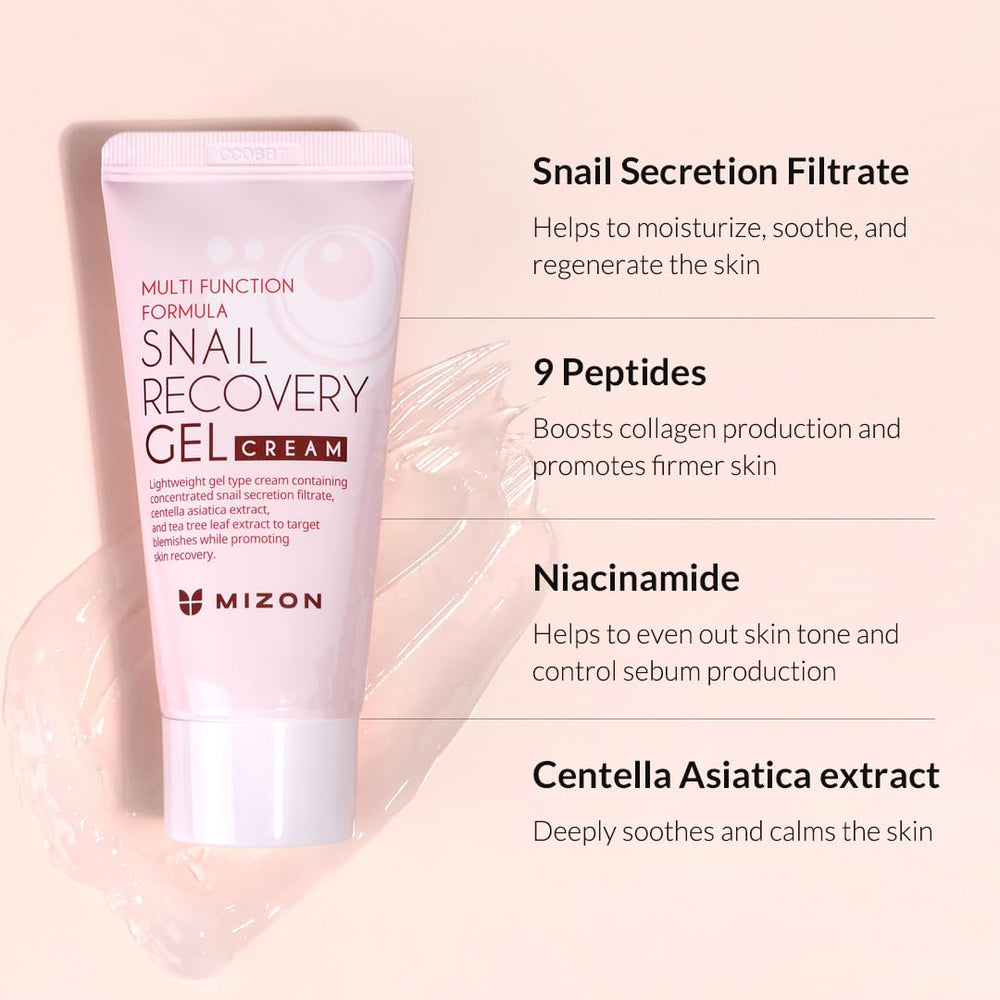 MIZON cream in hand showing spreadability and quick absorption benefit