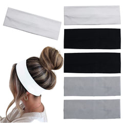 MLMOMVME front view of six headbands showing black white grey, keeps hair tidy