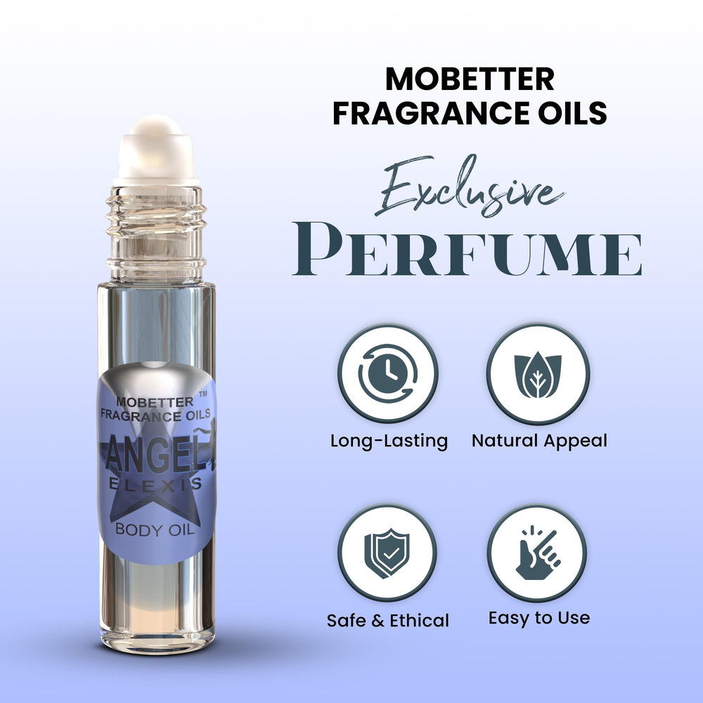 MOBETTER FRAGRANCE OILS label detail highlighting fragrance name and alcohol-free promise