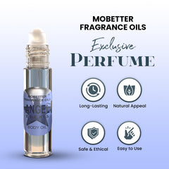 MOBETTER FRAGRANCE OILS label detail highlighting fragrance name and alcohol-free promise