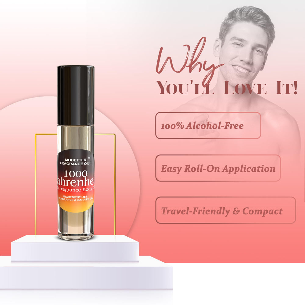 MOBETTER FRAGRANCE OILS oil texture drop on fingertip highlighting rich, alcohol-free formulation
