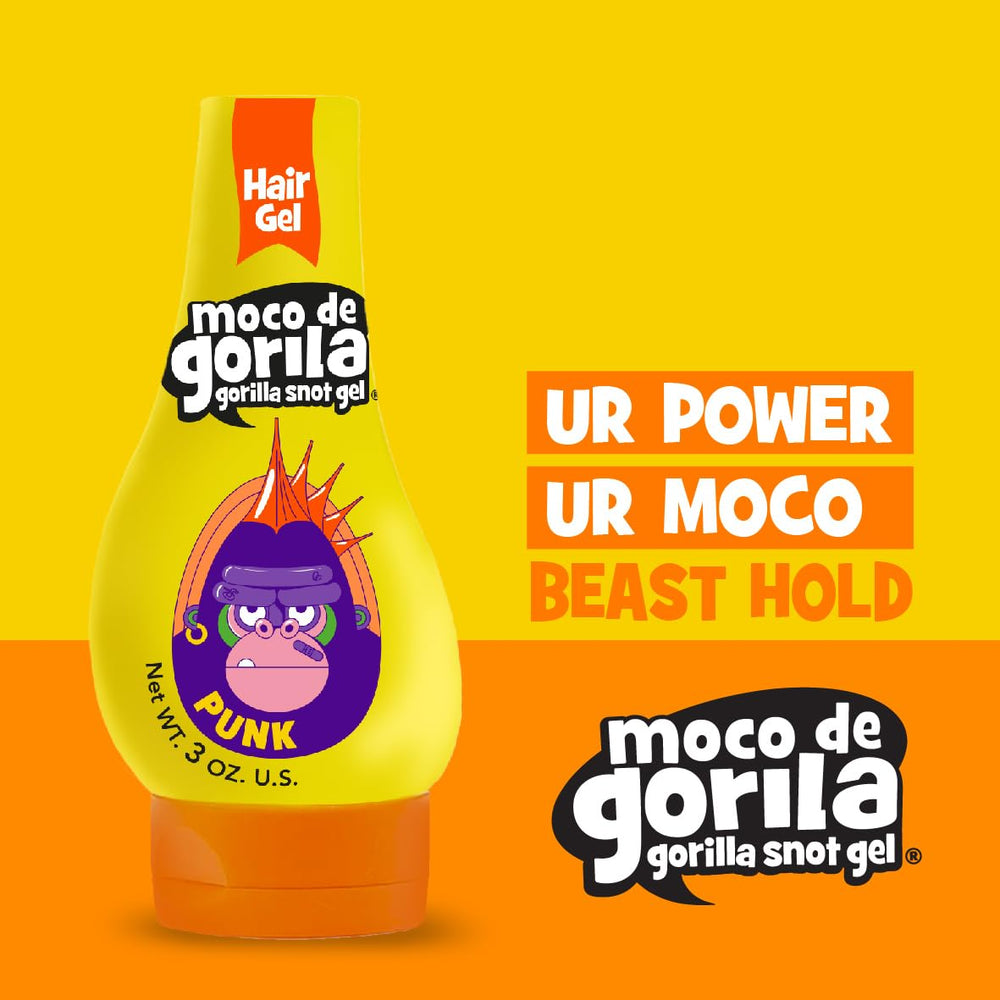 Moco de Gorila styled punk hair on model illustrating long-lasting control and shine