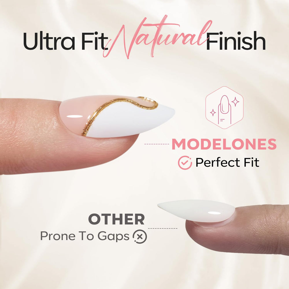 Modelones nail glue and jelly adhesive tabs displayed for secure long-lasting hold