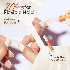 modelones adhesive tabs and glue presented for secure hold and flexible removal
