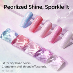 modelones applying top coat on nail with brush for smooth protective shine benefit