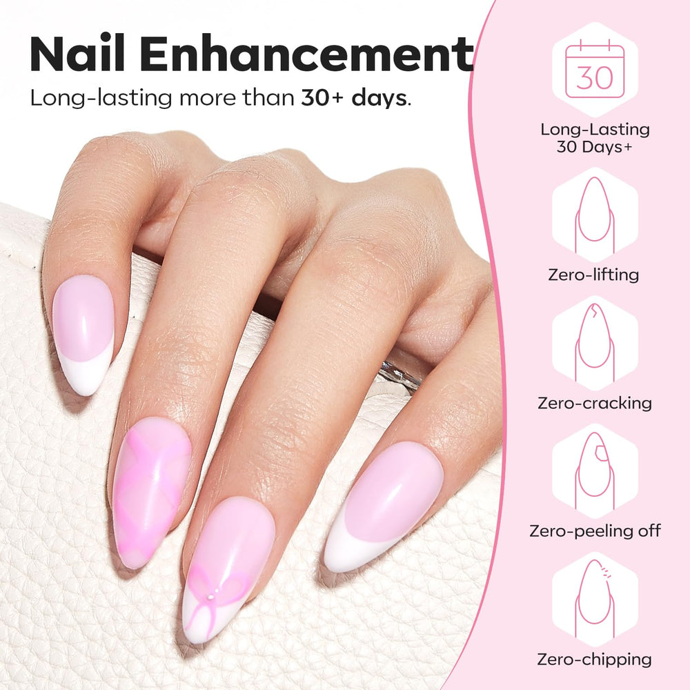 modelones application on natural nail showing controlled brush strokes and strength benefit