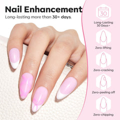 modelones application on natural nail showing controlled brush strokes and strength benefit
