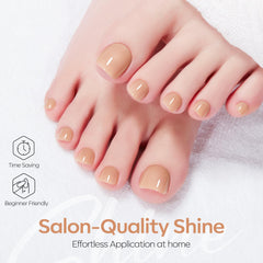 modelones application demo on toe illustrating easy press-on installation