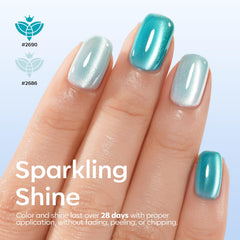 modelones applying gel polish on a nail tip demonstrating technique