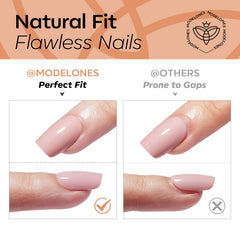 modelones pressing on a nail demonstrating fast three-step application