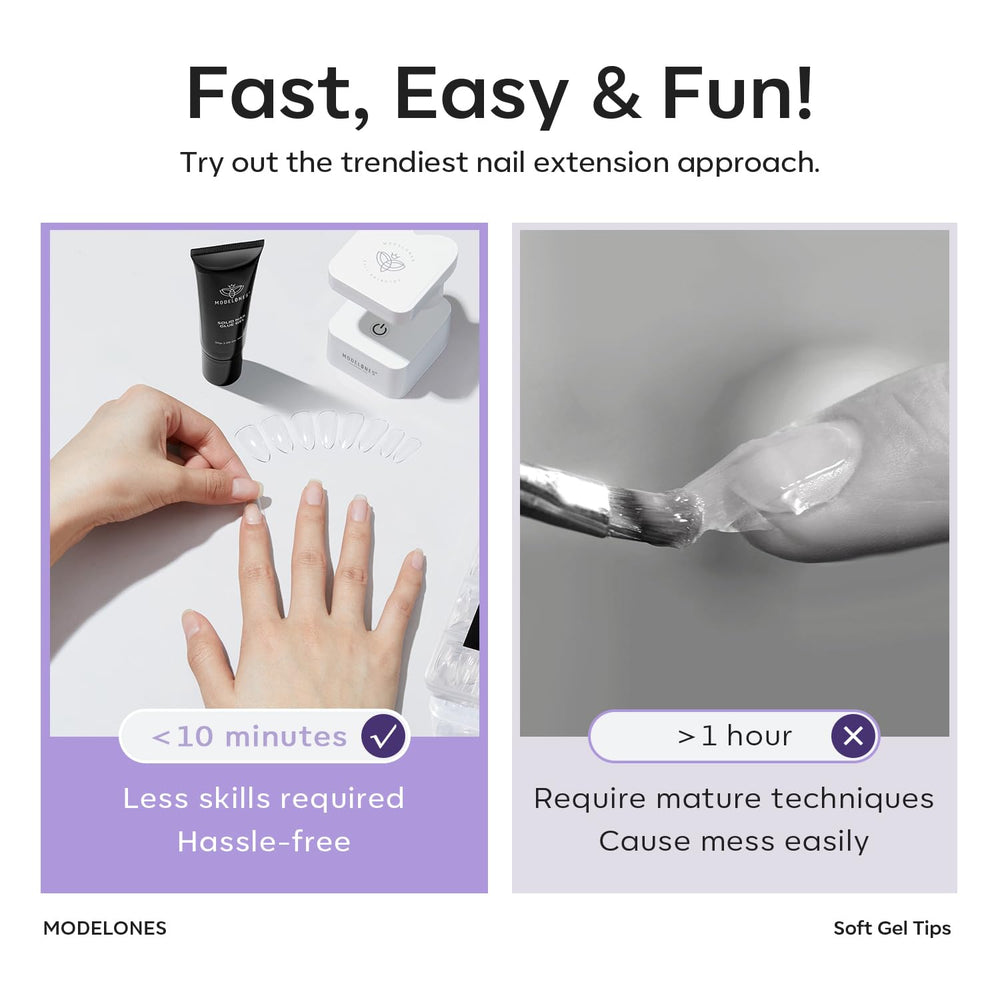 modelones tip being applied with builder gel for strong bond