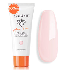 modelones bottle front view showing barely pink gel and clear packaging for precise product info