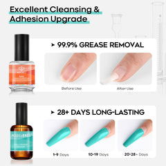 modelones before and after nails showing reduced lifting and smoother finish