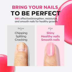 modelones before and after ridge filling showing smoother nail appearance