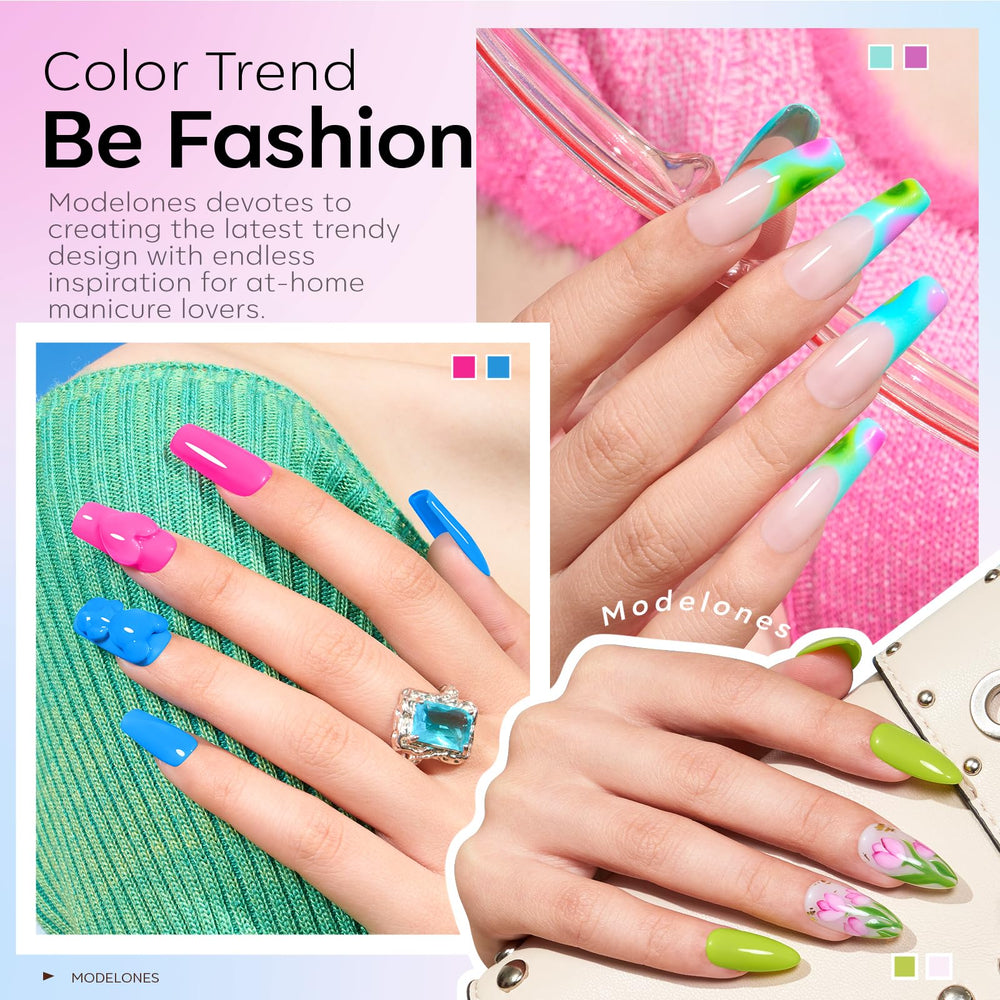 modelones neon green bottle detail showing vibrant pigment and bold payoff