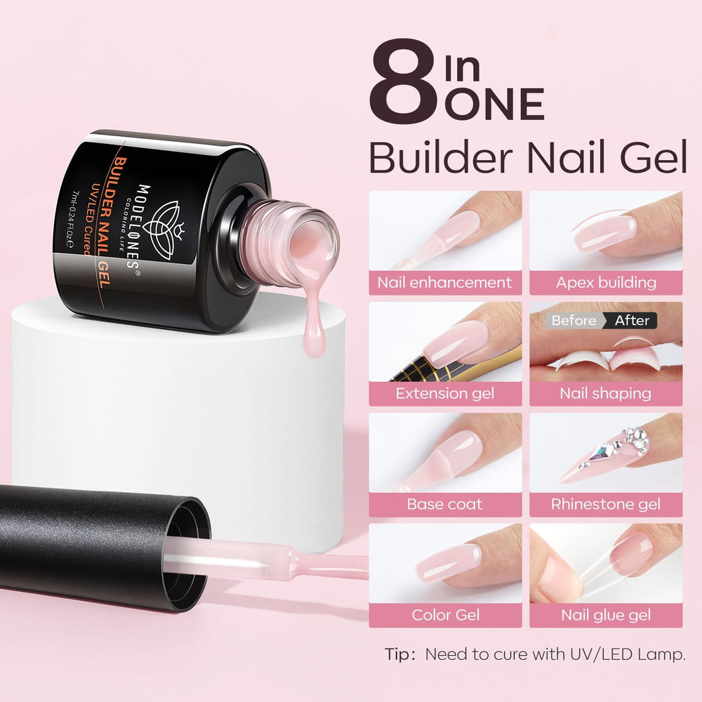 modelones built-in brush applying self-leveling gel, smooth even coverage benefit