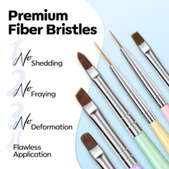 Modelones brushes laid flat showing handles and varied tips for precision
