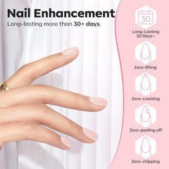 modelones built nail apex demo illustrating achieved thickness and natural nude finish for stronger nails