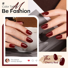 modelones close-up of dark red oval nail surface showing glossy finish and detail