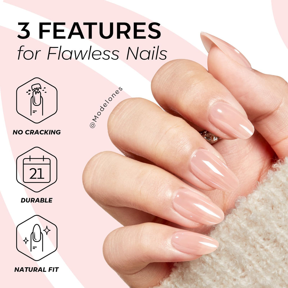 modelones chrome pink application in use demonstrating press-on fitting for quick manicure benefit