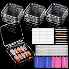 modelones clear acrylic box front showing neat press-on nail display and protection