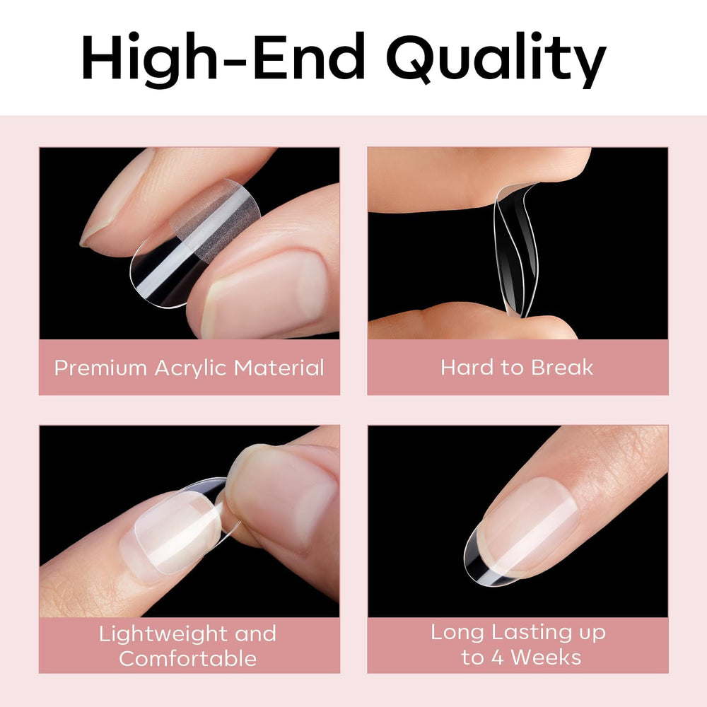 modelones close-up of tip edge showing seamless fit to natural nail for natural appearance