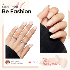 modelones close-up of oval nail shape highlighting smooth glossy finish
