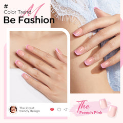 modelones close-up of nail tip finish highlighting smooth, durable pink French look for polished hands