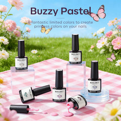 modelones color swatches painted on nail tips showing wearable pastel options