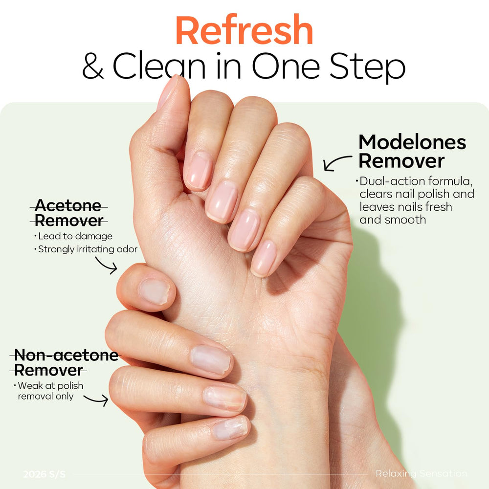 modelones cotton pad removing polish demonstrating effective, fast cleanup