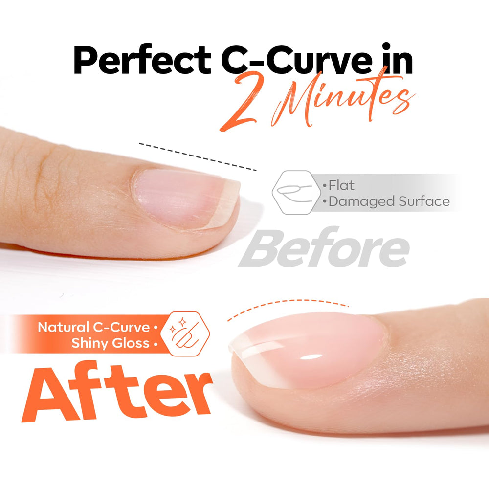 modelones fully cured nails with glossy jelly finish highlighting no-top-coat convenience