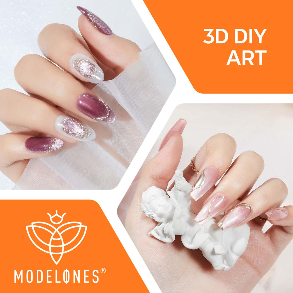 modelones cured nail with 3d design in lifestyle setting showing salon quality benefit