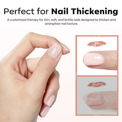 modelones demo application on nail demonstrating buildable apex and smoother nail surface benefit