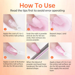 modelones finished dip manicure on hands demonstrating glossy, long-lasting result