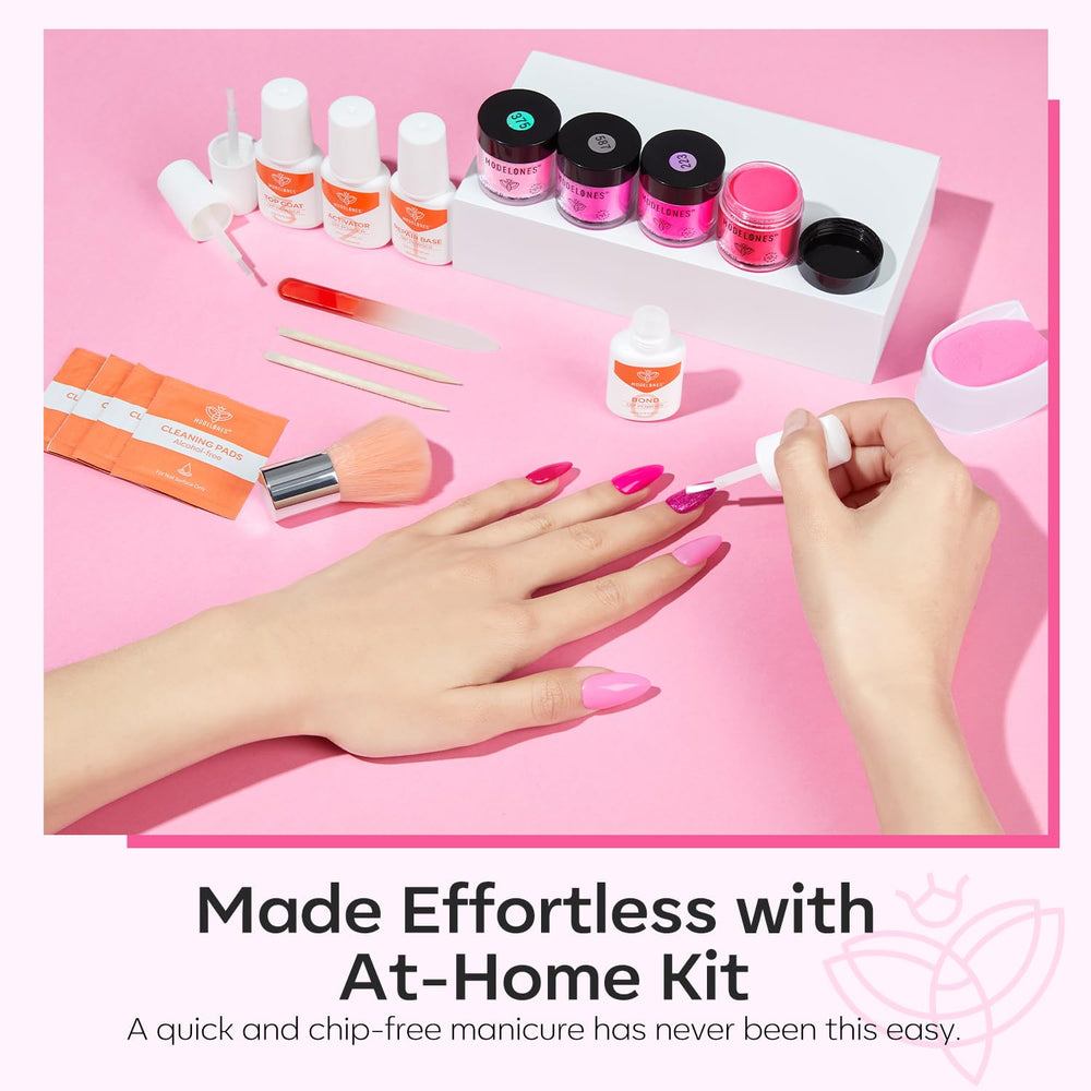 modelones finished French manicure showcasing glossy, salon-style results at home