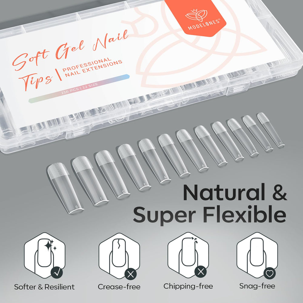 modelones finished long square manicure ideal for events