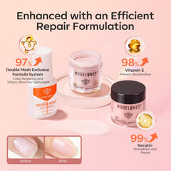 modelones finished manicure on hands demonstrating long-lasting natural look