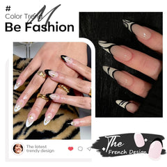 modelones hands with French manicure showcasing crisp white tips