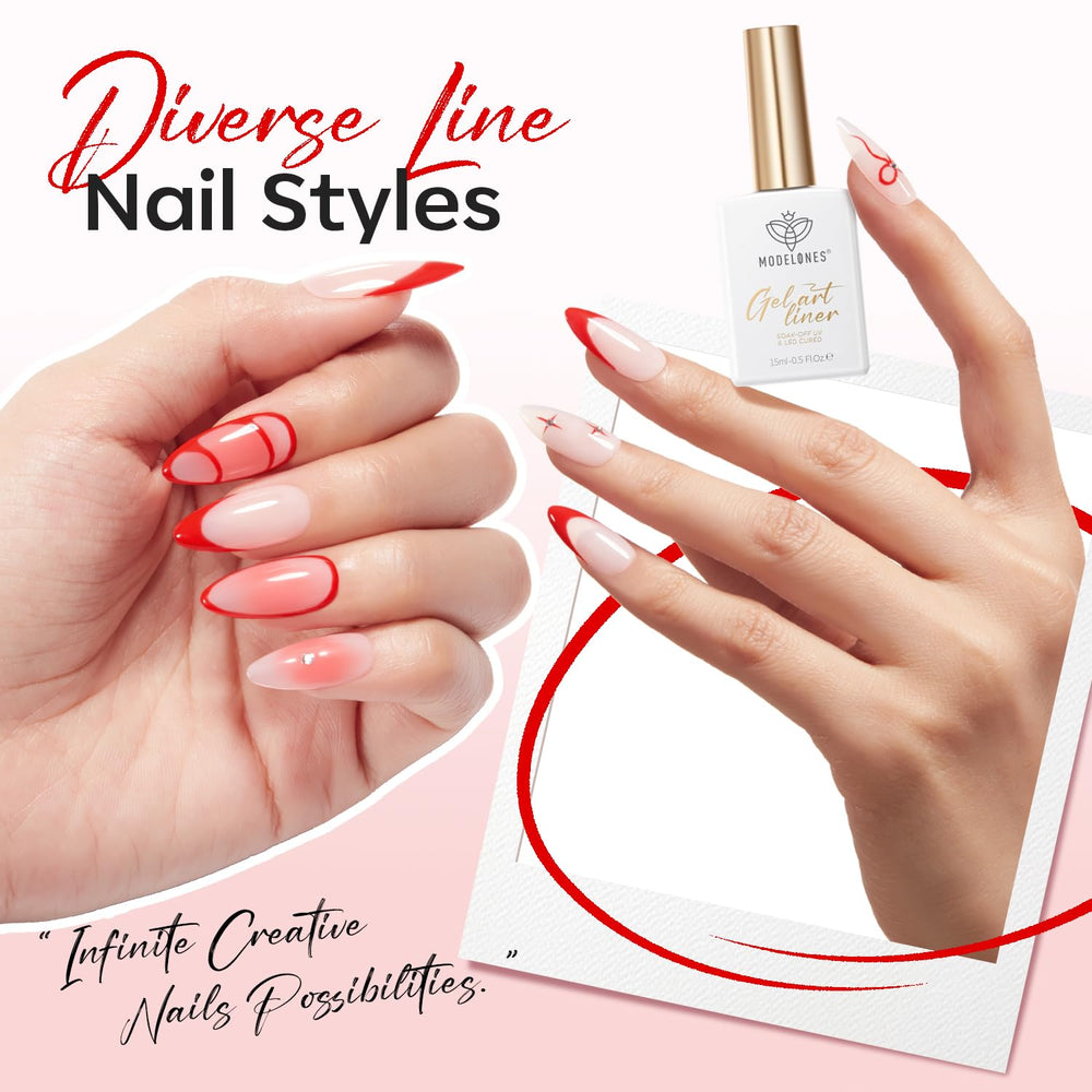 modelones red French tips on nails showcasing crisp clean edges