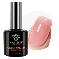 modelones bottle front view showing peachy pink gel for easy identification and purchase