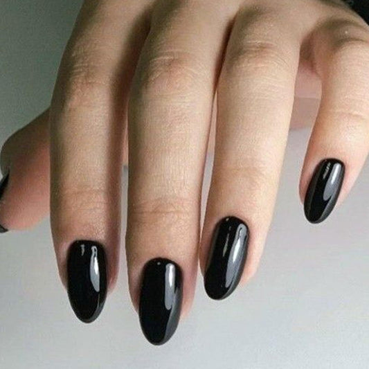 modelones front packaging showing black oval nails and included tools benefits quick selection