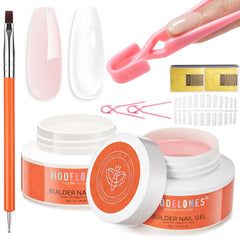 modelones kit front packaging showing builder gel jars and tools for professional results