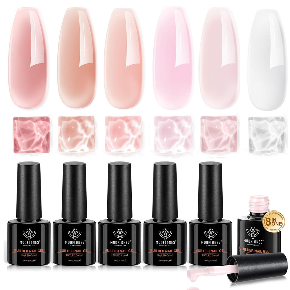 modelones front packaging showing full builder gel set and lamp, professional convenience