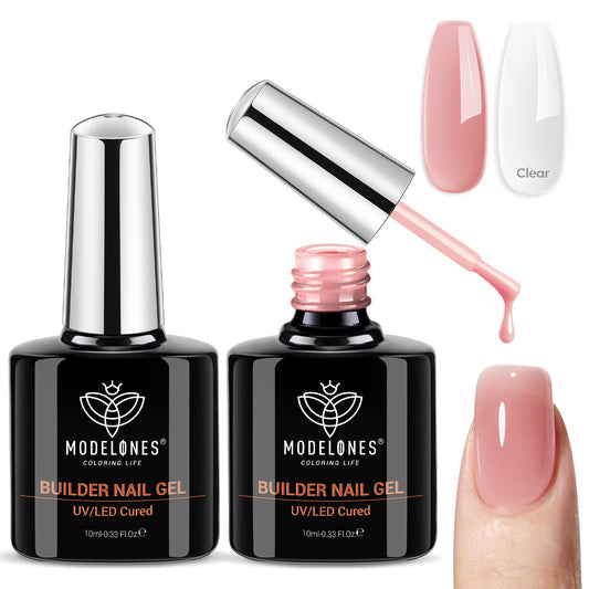 modelones front packaging showing clear and rose nude for easy selection and durable results