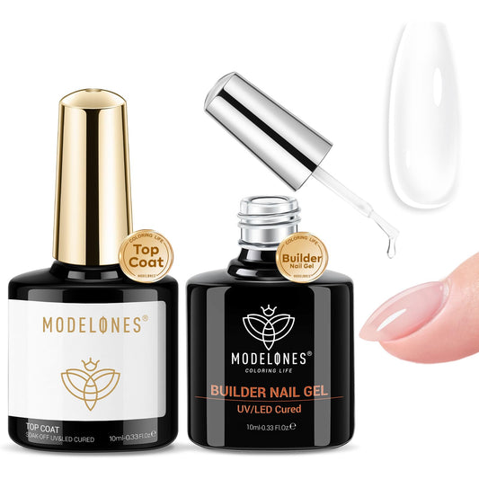 modelones front packaging duo showing both 10ml builder and top coat for convenience