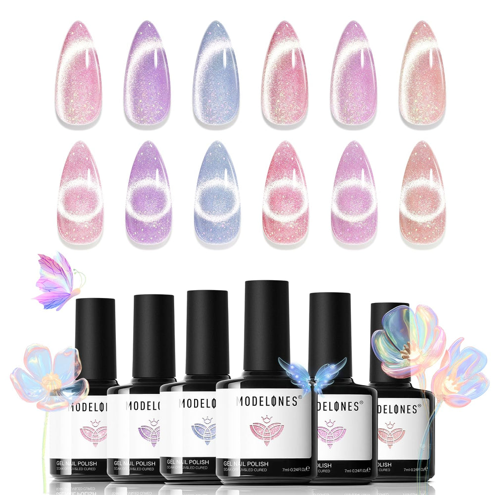 modelones kit front packaging showing six gel bottles and magnet, clear contents benefit